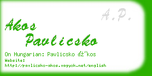 akos pavlicsko business card